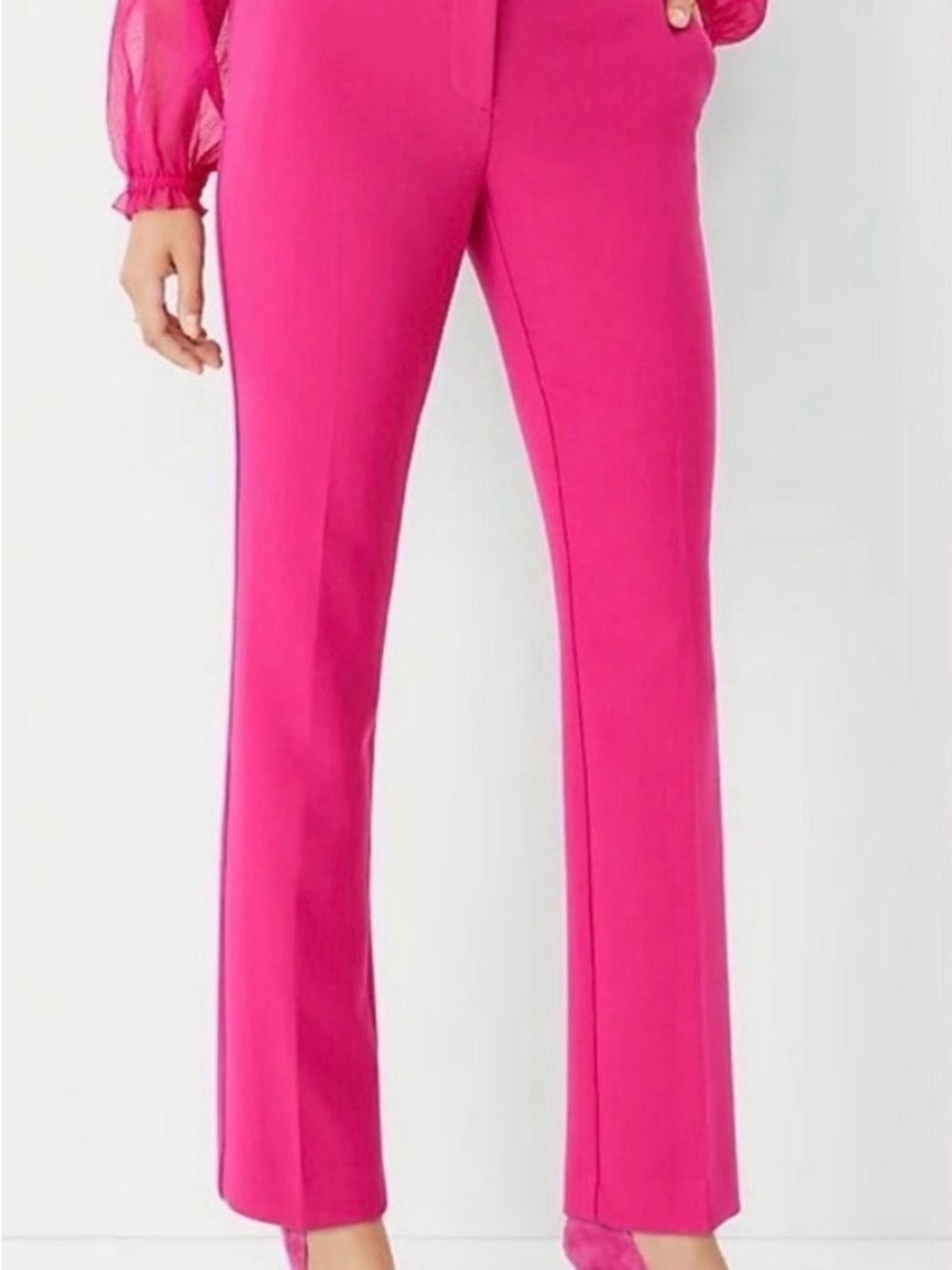 NWOT Ann Taylor Slim Straight Pants Bright Pink “Office Siren” in Ponte Size 8T